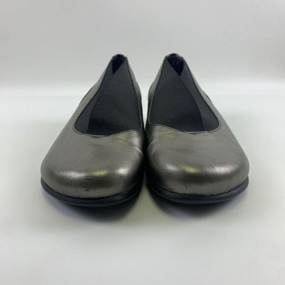 Groundhog Leather Slip On Shoe Pewter BINGO Round Tow Low Wedge Womens 40 US 9.5 - Picture 3 of 15